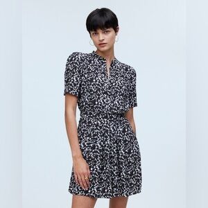 Madewell Button-Front Blouson Mini Shirtdress in Floral Crepe Size 0